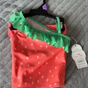 Pink Watermelon Swimsuit with Green Ruffle